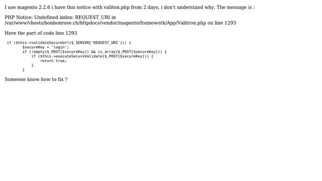Magento 2.2.6 Undefined index: REQUEST_URI in vendor/magento/framework/App/Valitron.php on line... смотреть онлайн