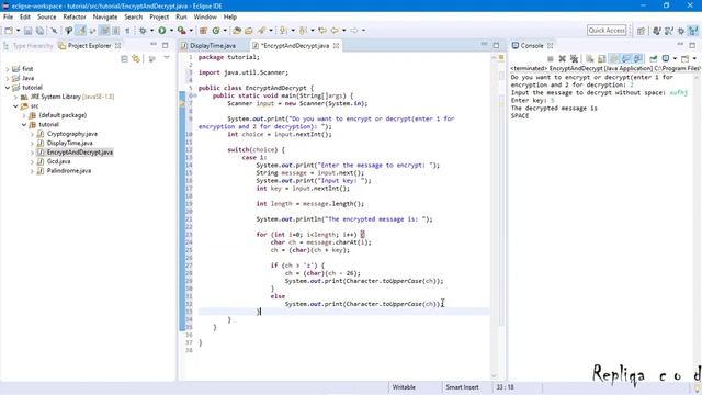 Encryption and decryption (shift cipher) code in Java смотреть онлайн