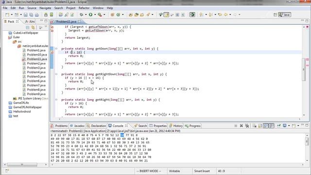 Project Euler: Java solutions to problem 11 - 13 смотреть онлайн