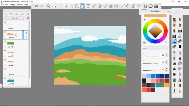 Autodesk Sketchbook Tutorial - Vector Landscape using Lasso Tool смотреть онлайн