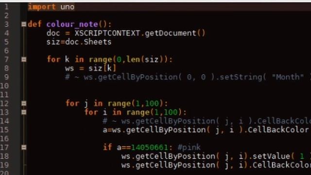 How to change coloured cells libreoffice by a macro in Python смотреть онлайн