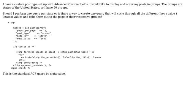 Wordpress: Advanced Custom Fields Query with Different Values of the Same Key смотреть онлайн