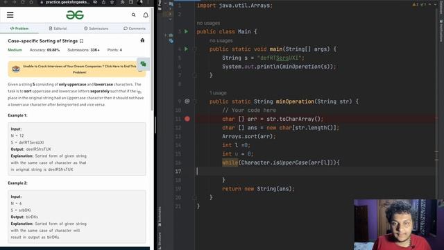 Case-specific Sorting of Strings ||GFG POTD || English || Live coding || Dry Run смотреть онлайн