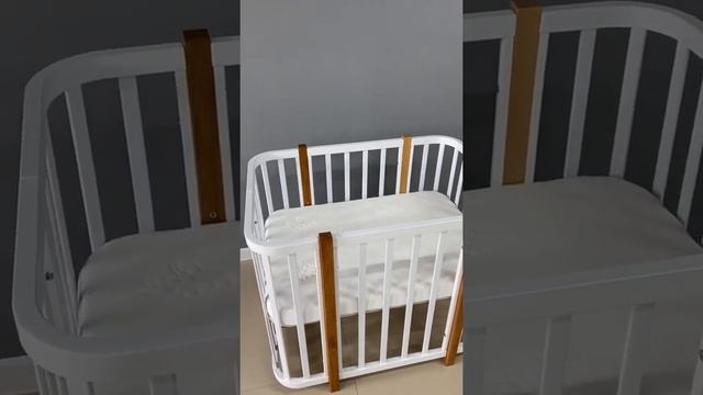 Кроватка трансформер для новорождённых Milky с буковыми стойками смотреть онлайн