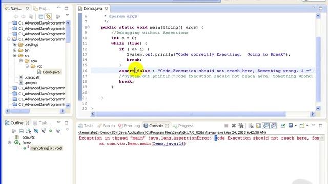 Advanced Java tutorial - Assertion Usage смотреть онлайн