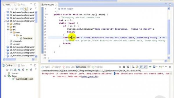 Advanced Java tutorial - Assertion Usage
