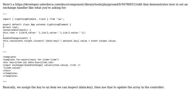 LWC: Inside an HTML template for-loop, set loop variable property to new user-typed input... смотреть онлайн