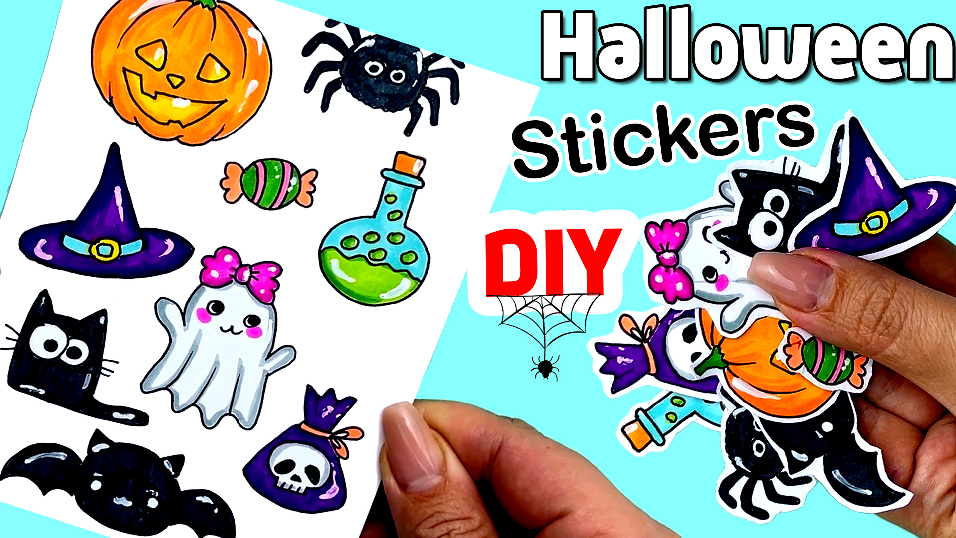 Как сделать НАКЛЕЙКИ НА ХЭЛЛОУИН своими руками | DIY Halloween Стикерпак | Рисунки Юльки на Хэллоуин