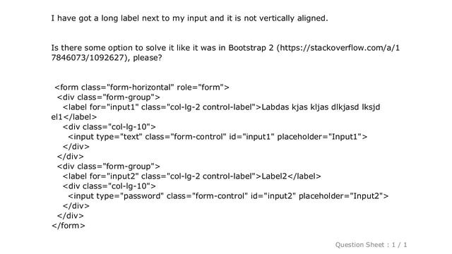 HTML : How to vertically align long label in Bootstrap 3 смотреть онлайн