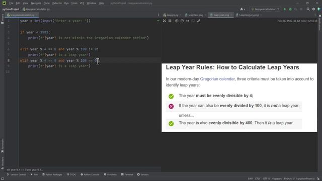 Leap Year Calculator - Python смотреть онлайн