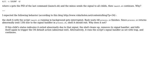 bash does not exit on abnormal exit of child process due to signal смотреть онлайн