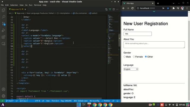 Vue.js 3 Bangla Tutorial: 53. Working with forms - Select смотреть онлайн