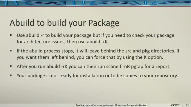 LinuxFest Northwest 2017: Creating custom Postgresql packages in Alpine Linux смотреть онлайн
