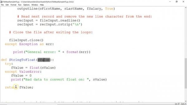 Python File Input Read Version 5  Try/Exception Function