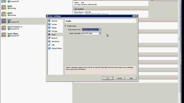 How to configure audio settings for a virtual machine in VirtualBox manager смотреть онлайн