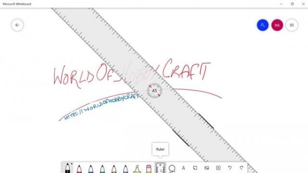 How to rotate ruler in Microsoft Whiteboard using a pen on drawing tablet