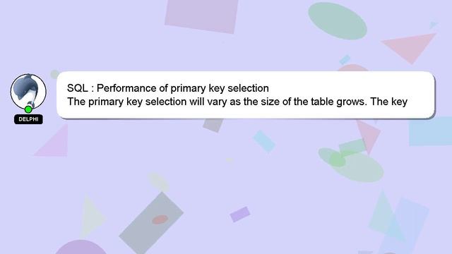 SQL : Performance of primary key selection смотреть онлайн