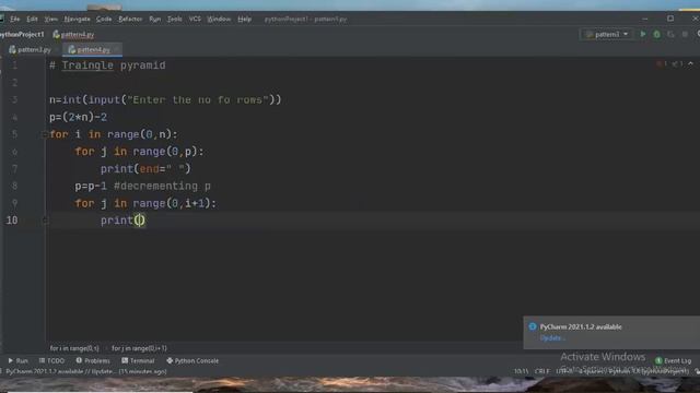 Full triangle pyramid pattern in python || Python tutorials in telugu смотреть онлайн