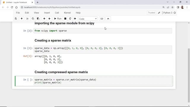 104 how to create a sparse matrix in python for data science and machine learning. смотреть онлайн