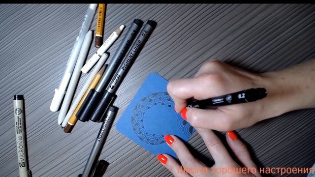 Crescent Moon on Blue tile | Zentangle | Draw_with_me | Зентангл | тангл Полумесяц на голубой плитк смотреть онлайн