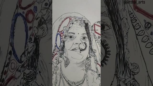 Banjara Dress code couple Ball pens Sketch ?️?️. смотреть онлайн