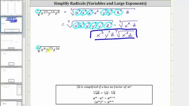 Simplify Radicals with Variables (Large Index and Exponents) смотреть онлайн