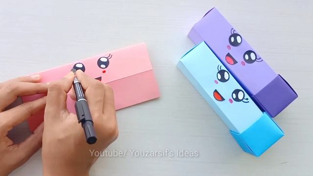 How to make a paper pencil box | DIY paper pencil box idea /Easy Origami box tutorial / Origami смотреть онлайн
