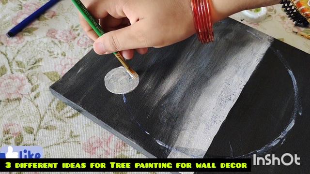 3DIY Painting Tree Ideas on Cardboard and on Canvas with Glitter sheet|3Painting Tree for beginners смотреть онлайн