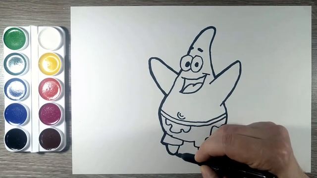 Рисуем Патрика. Персонаж из Губки Боба. Раскраска для детей. Рисунки для начинающих. смотреть онлайн