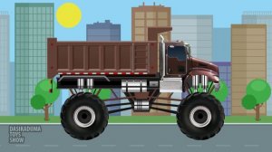 Мультик про машинки Монстр Траки: пожарная машина, полицейская машина, самосвал, грузовик, vehicles