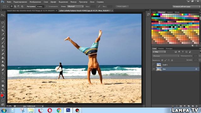 Как убрать лишний объект на фотографии в Photoshop смотреть онлайн