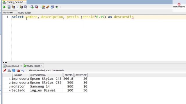 Curso de Oracle SQL en español desde cero | ALIAS en una consulta de Oracle SQL, video(18) смотреть онлайн