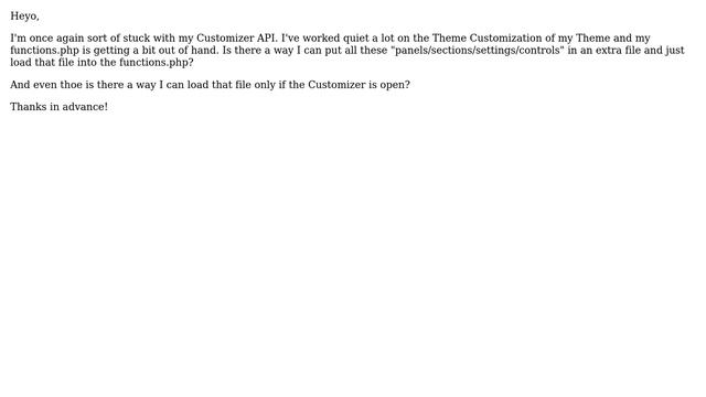 Wordpress: WP Customizer API loaded into functions.php смотреть онлайн