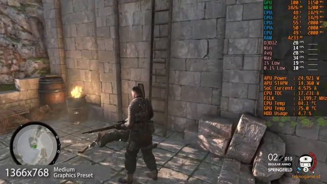 Sniper Elite 4 | AMD Ryzen 3 3200U Vega 3 | Gameplay Benchmark смотреть онлайн