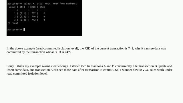 Dba: How does MVCC work under read committed isolation level in Postgres смотреть онлайн