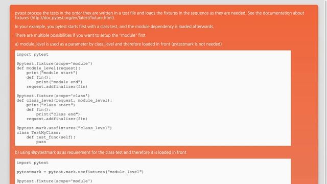 In pytest, how to make sure the module level fixture is called before class level смотреть онлайн