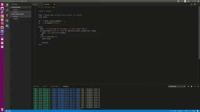 RabbitMq Hello world Ruby смотреть онлайн