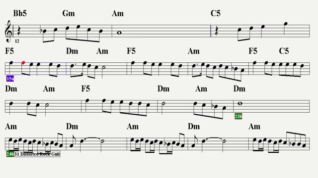 BELKİ--(Dedublüman)--Am--(Play Along)--:Guitar,Keyboard,Flute,Violin,Melodica,Recorder.
