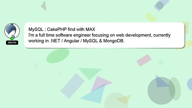 MySQL : CakePHP find with MAX смотреть онлайн