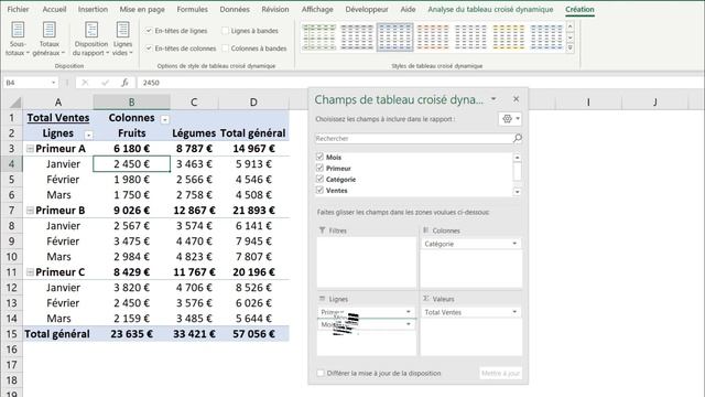 EXCEL - DISPOSITION DU TABLEAU CROISÉ DYNAMIQUE (Forme tabulaire, mode plan, répéter étiquettes..) смотреть онлайн