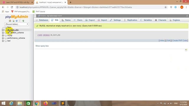 Part 1 - PHP and Mysqli Starter - Create Database in phpmyadmin смотреть онлайн