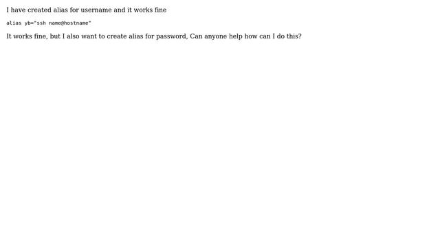 How can I add password of user as alias in bashrc file? смотреть онлайн