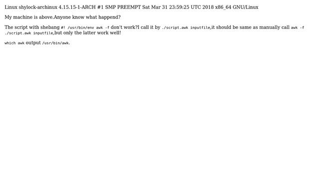Unix & Linux: /usr/bin/env: awk -f : No such file or directory смотреть онлайн