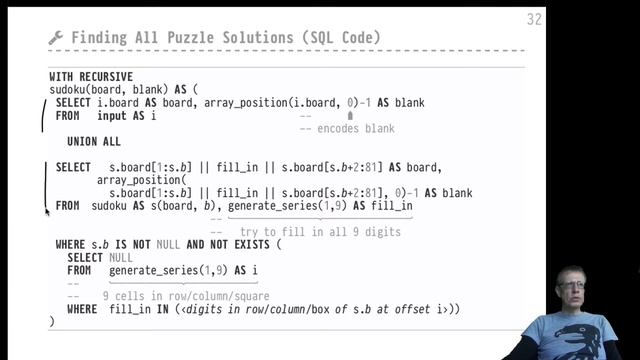 Advanced SQL — Chapter #06 — Video #45 — Use case: Sudoku solver (generate-and-test) смотреть онлайн