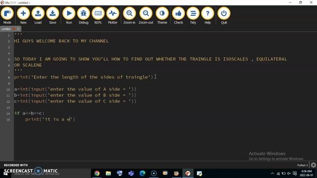 How to find out whether is the traingle equilateral, isoscales or scalene || MU EDITOR || смотреть онлайн