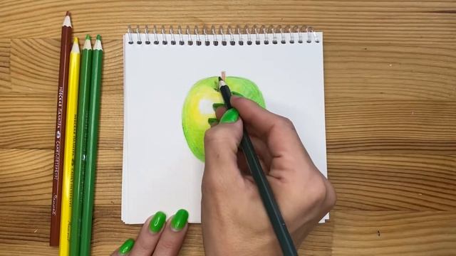 Как нарисовать цветными карандашами "Яблоко" | Рисунок для начинающих поэтапно и легко смотреть онлайн