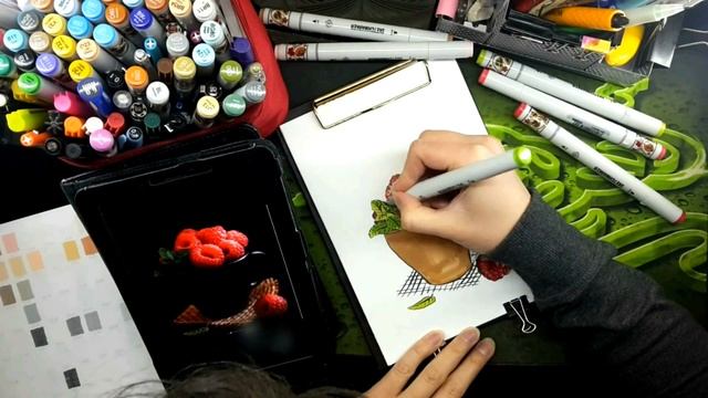 SPEEDPAINT markers: raspberries in a cup // скетчинг маркерами смотреть онлайн
