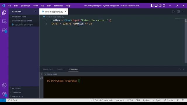 python program to find volume of sphere смотреть онлайн