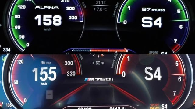 BMW M760LI VS ALPINA B7 BITURBO ACCELERATION 0 200 смотреть онлайн
