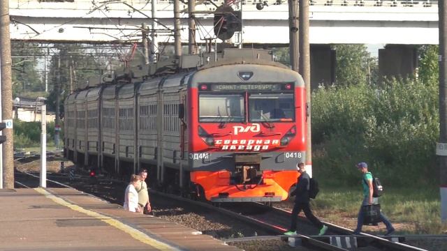 ЭД4М-0418 "Северная звезда" сообщением №6554 Кузнечное Санкт-Петербург отправляется со станции Ручь смотреть онлайн